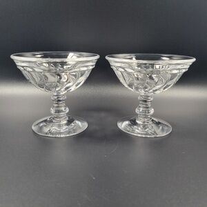 VTG Fostoria‎ Colony 2412 Swirl Footed Low Champagne Tall Sherbet Pair Set Of 2